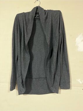 Open-Front Draped Cardigan Sweater — Charcoal Gray